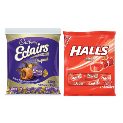 COMBO CADBURY ECLAIR/HALLS 2 BAGS